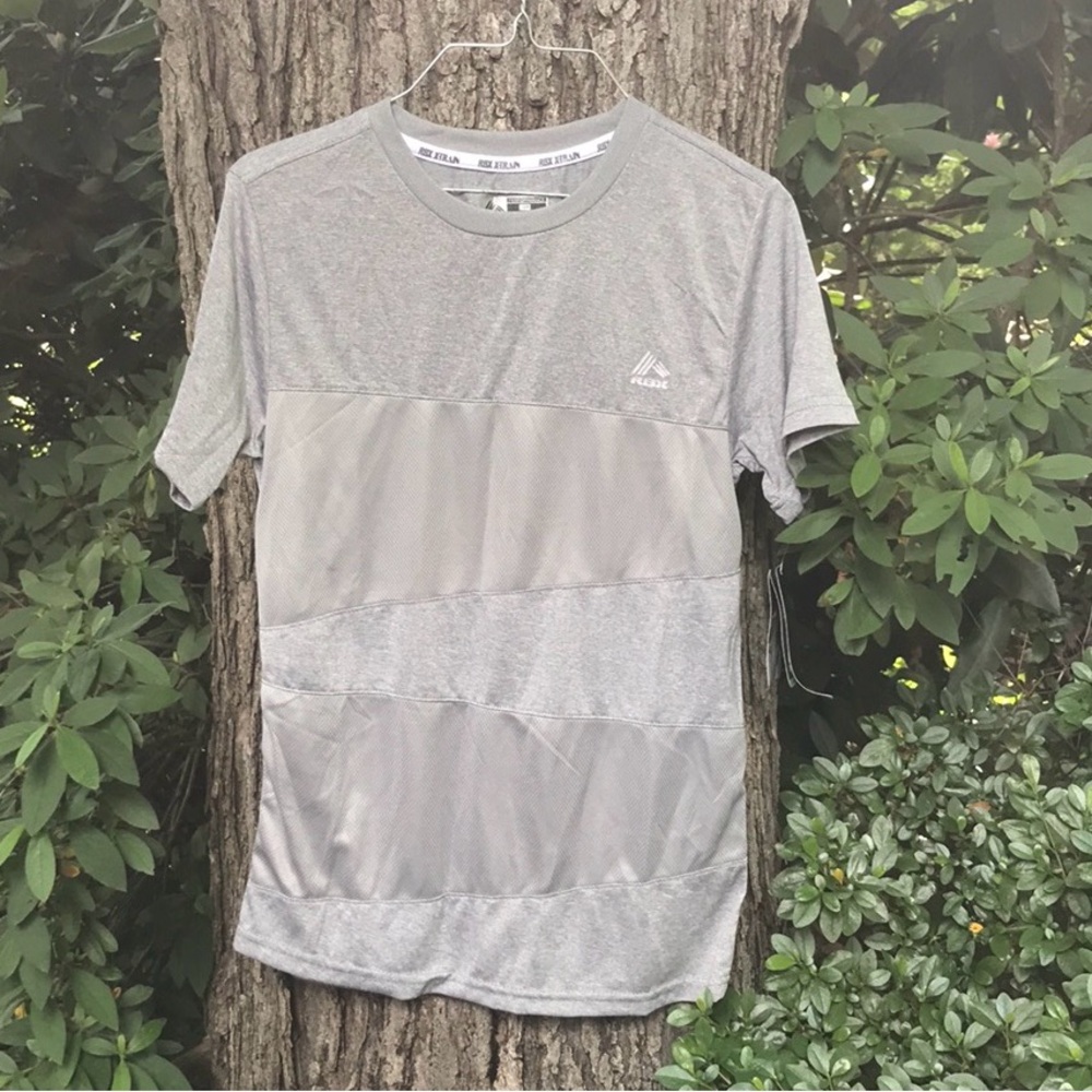 NWT RBX Reebok Perform Gray SS Tee Flexibility Quick Drying Lightweight L 14/16